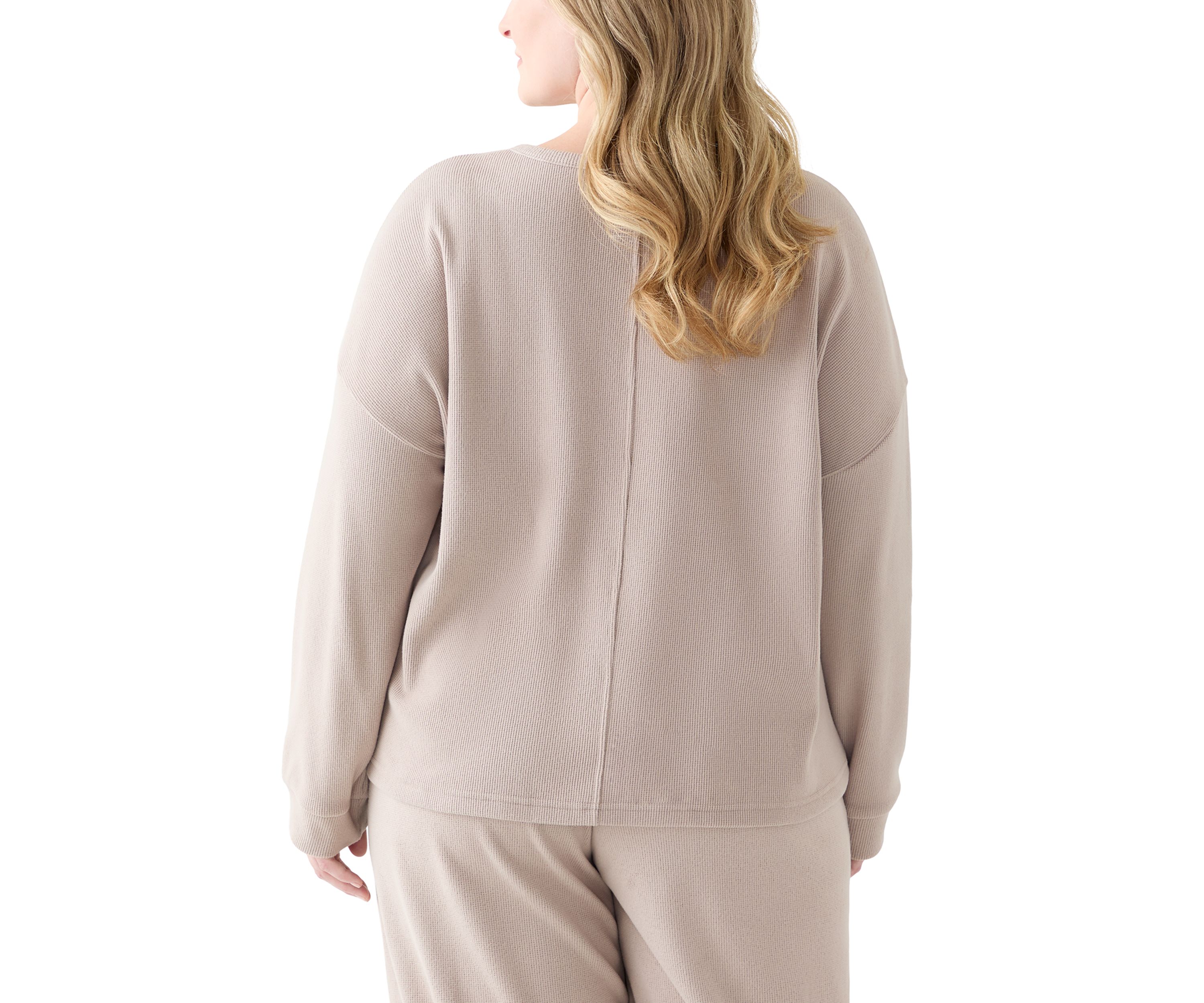 Plus Size Thermal Hacci V-Neck Top