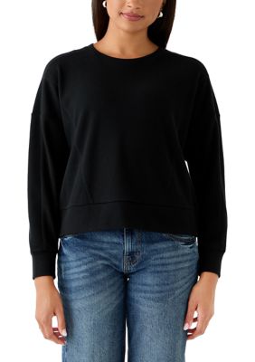 OLIVE + OAK Women's Cozy Knit Crew Neck Sweater, Black, XL