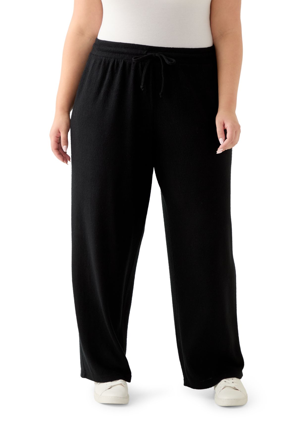 Plus Size Wide-Leg Boucle Pants