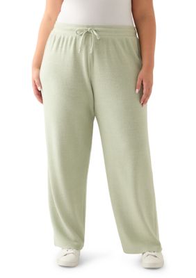OLIVE + OAK Women's Plus Size Wide-Leg Boucle Pants, Silver, 3X
