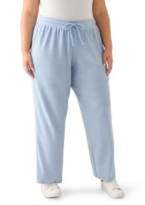 OLIVE + OAK Women's Plus Size Wide-Leg Boucle Pants
