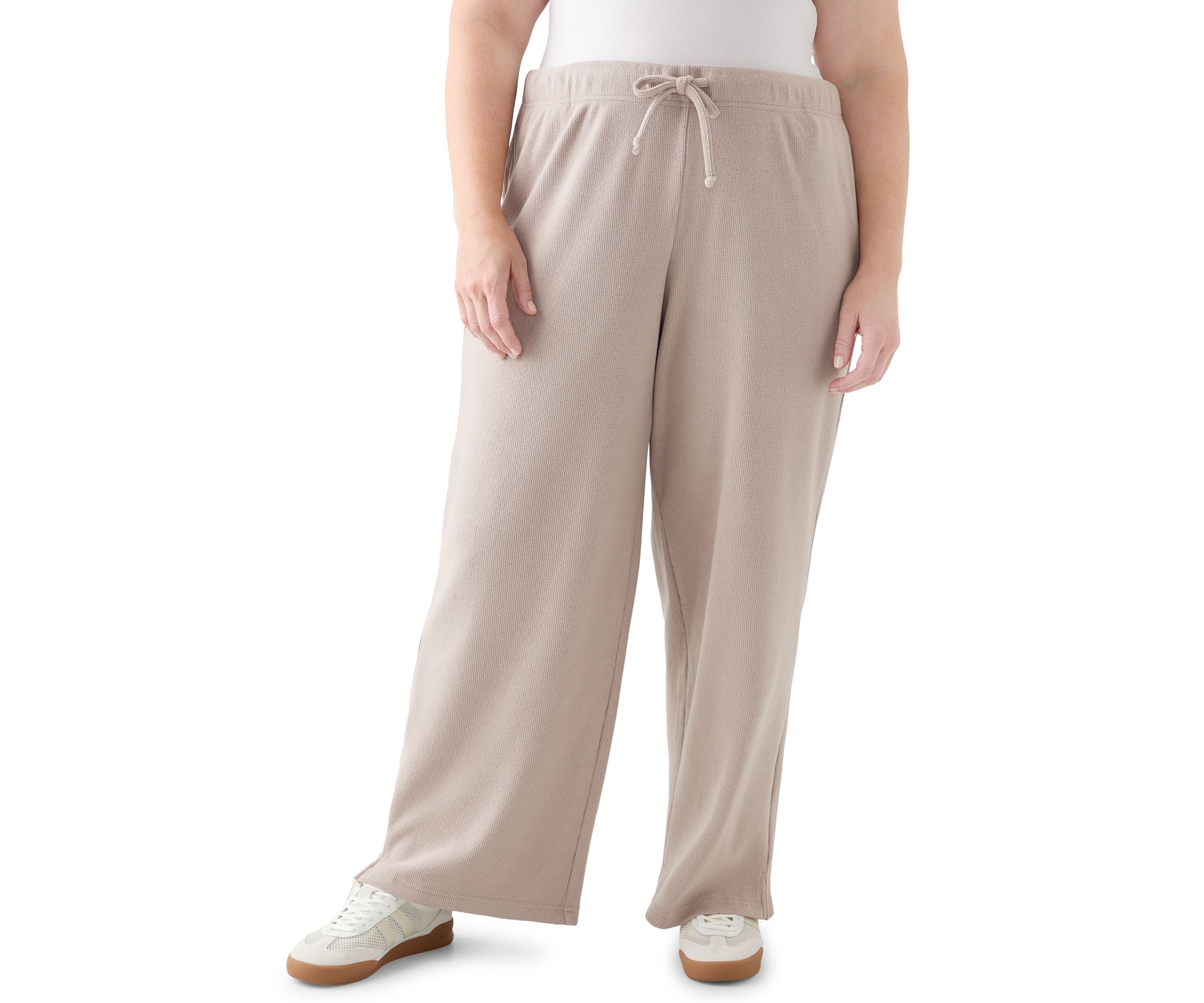 Plus Size Thermal Hacci Wide-Leg Pants