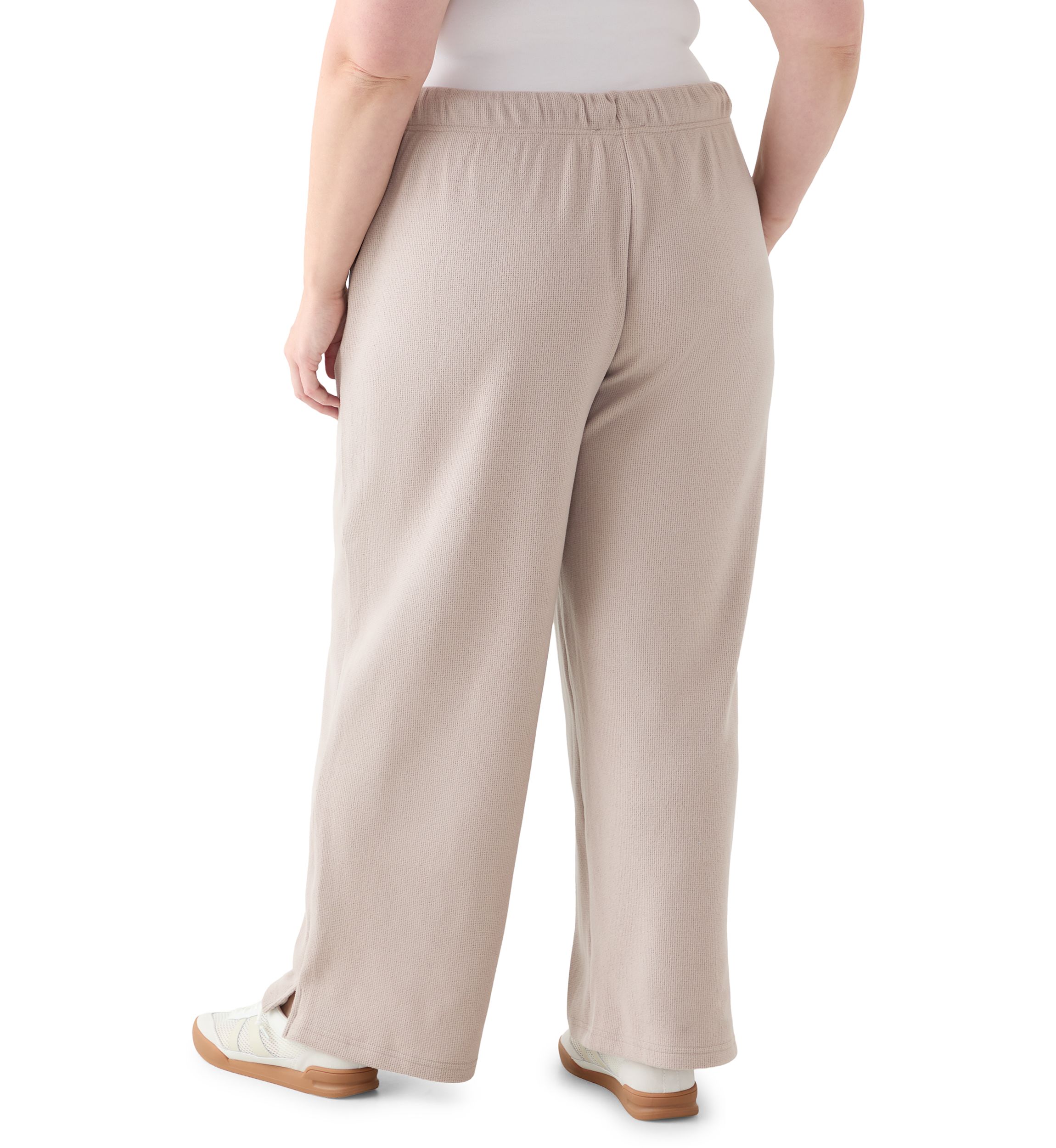 Plus Size Thermal Hacci Wide-Leg Pants
