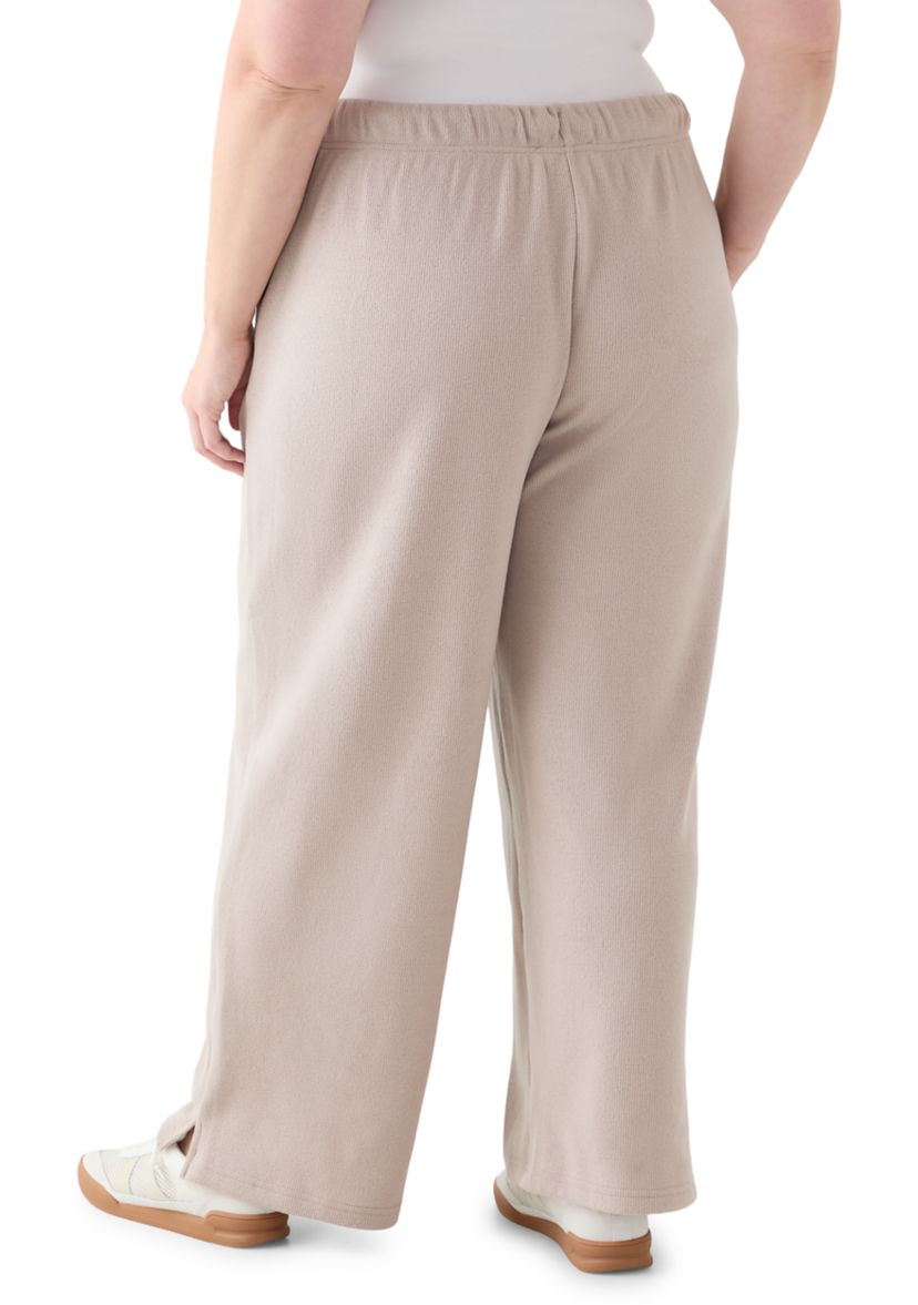 Plus Size Thermal Hacci Wide-Leg Pants
