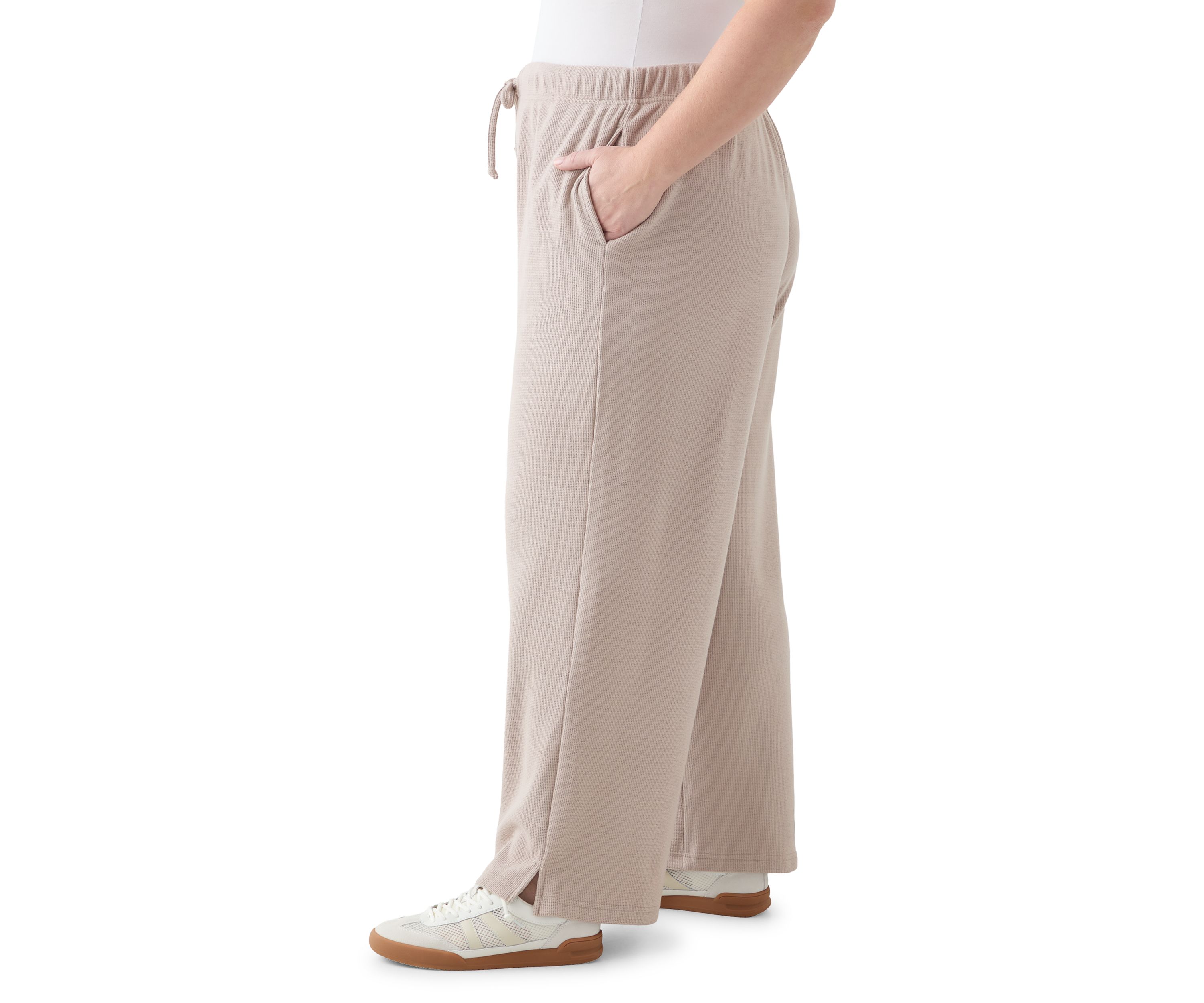 Plus Size Thermal Hacci Wide-Leg Pants