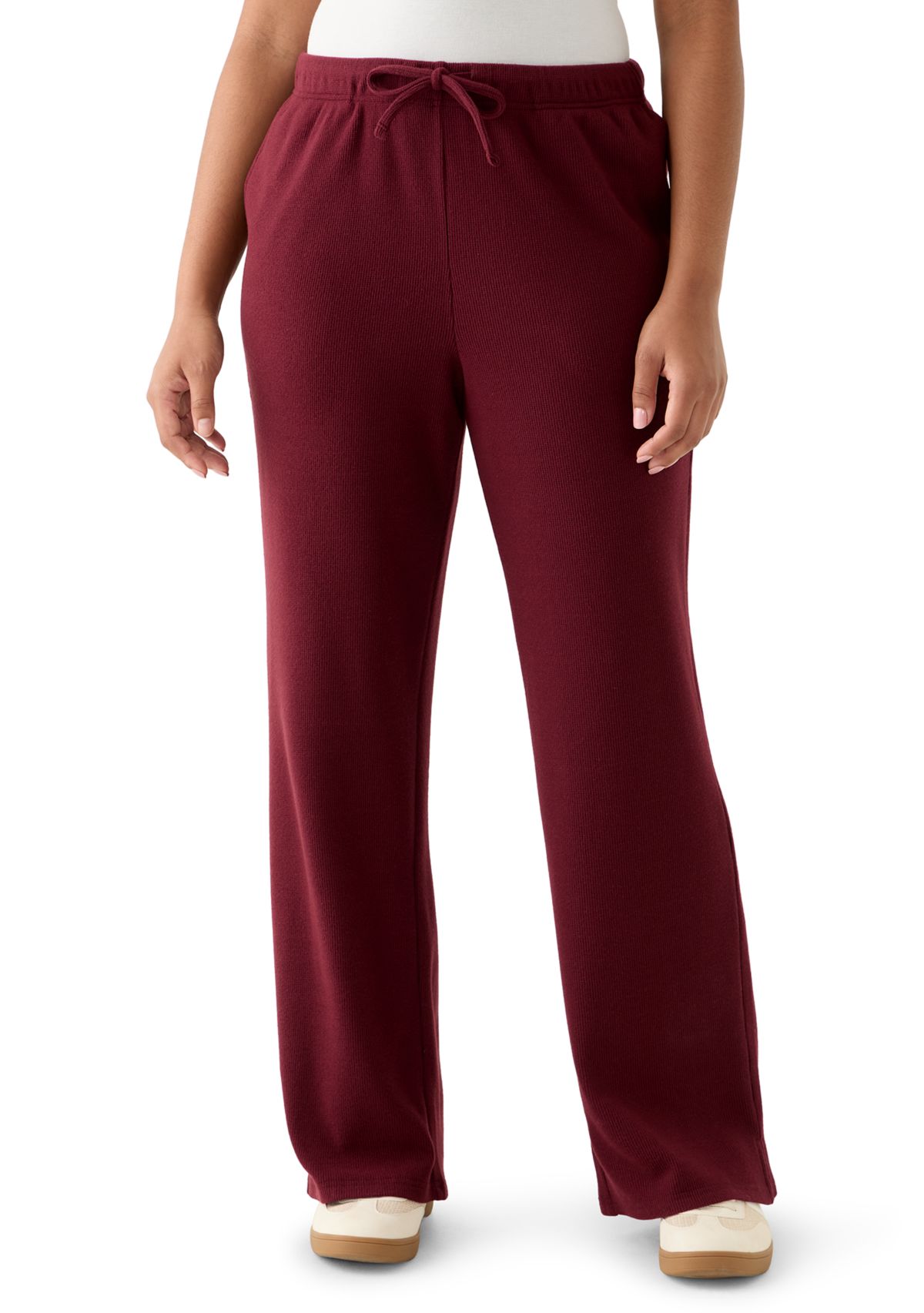 Womens Cozy Knit Wide Leg Pants