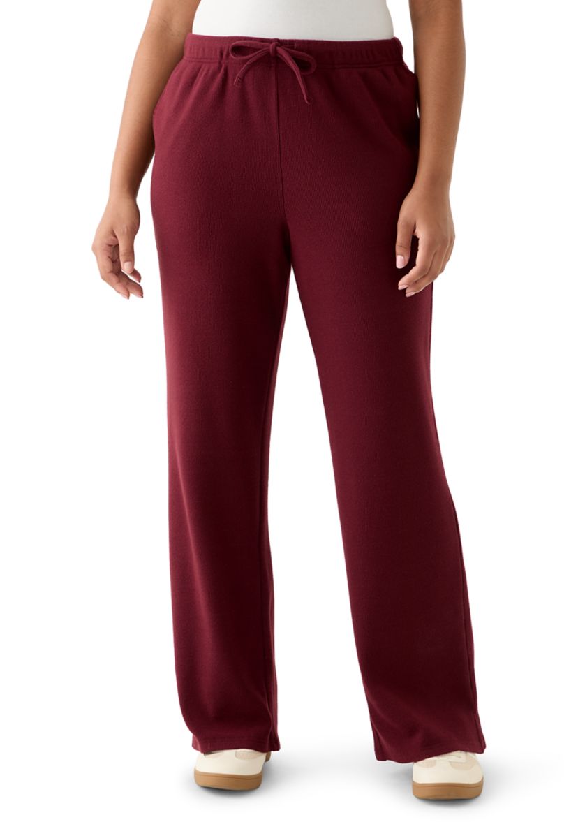 Womens Cozy Knit Wide Leg Pants