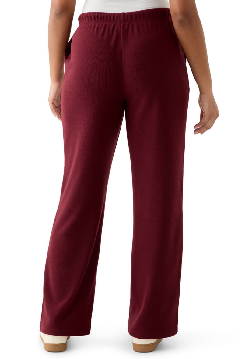 Womens Cozy Knit Wide Leg Pants