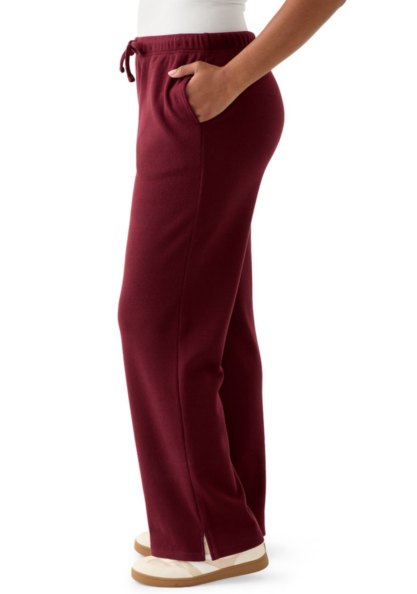 Womens Cozy Knit Wide Leg Pants
