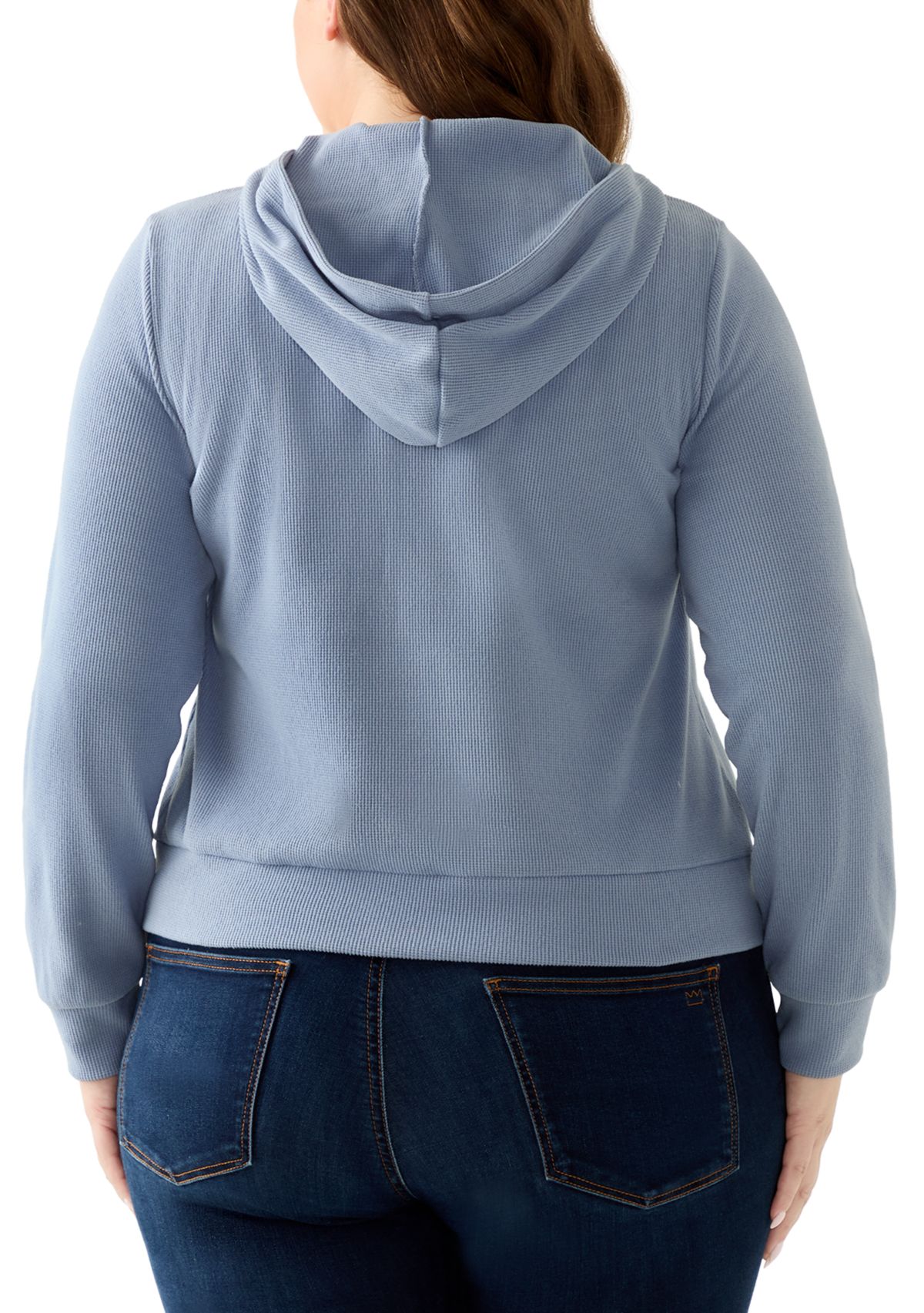Plus Size Thermal Hacci Zip Jacket