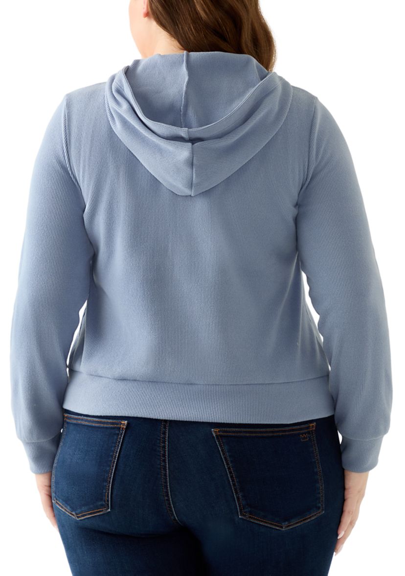 Plus Size Thermal Hacci Zip Jacket