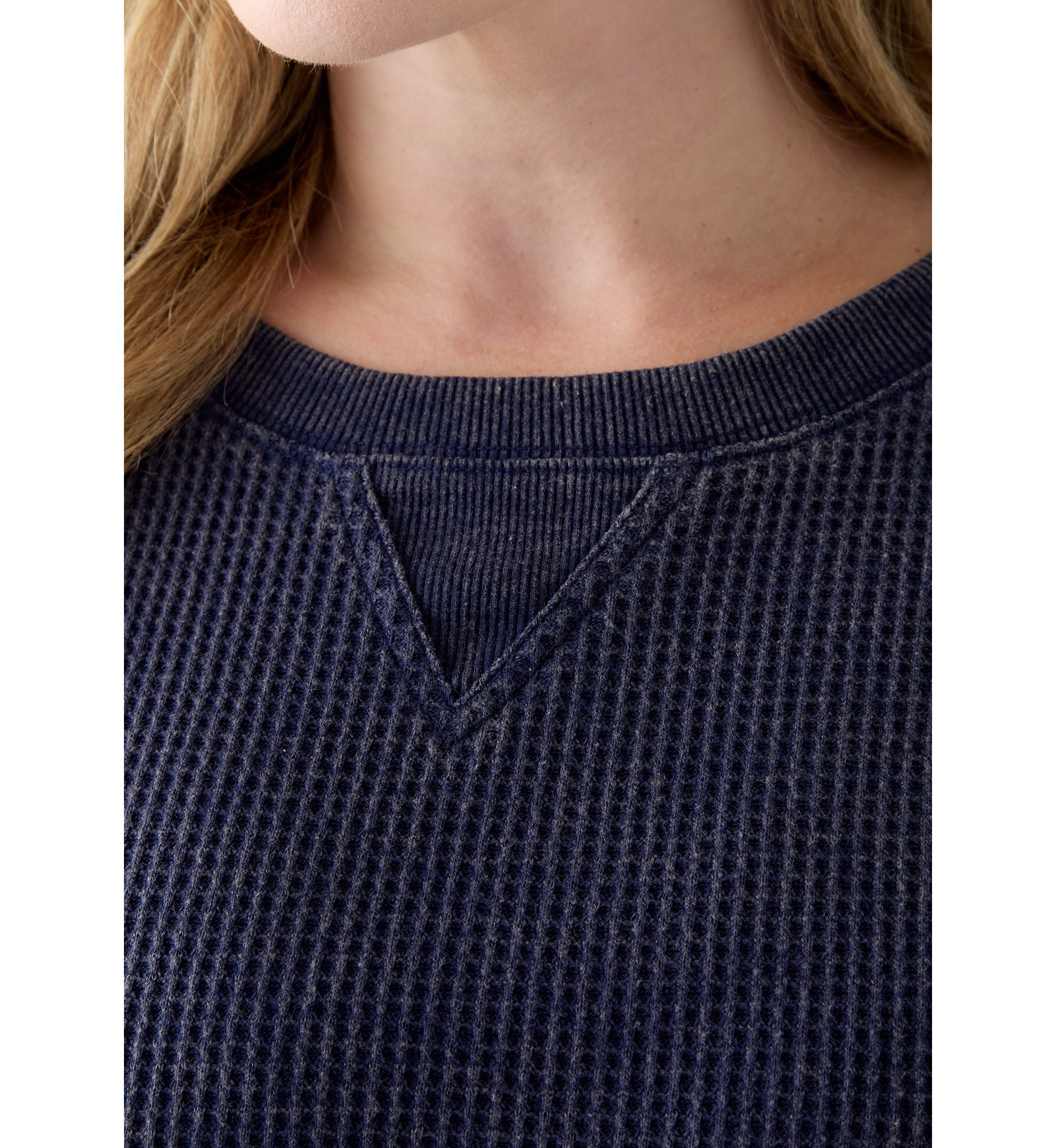 Plus Size Long Sleeve Waffle Crew Sweatshirt 