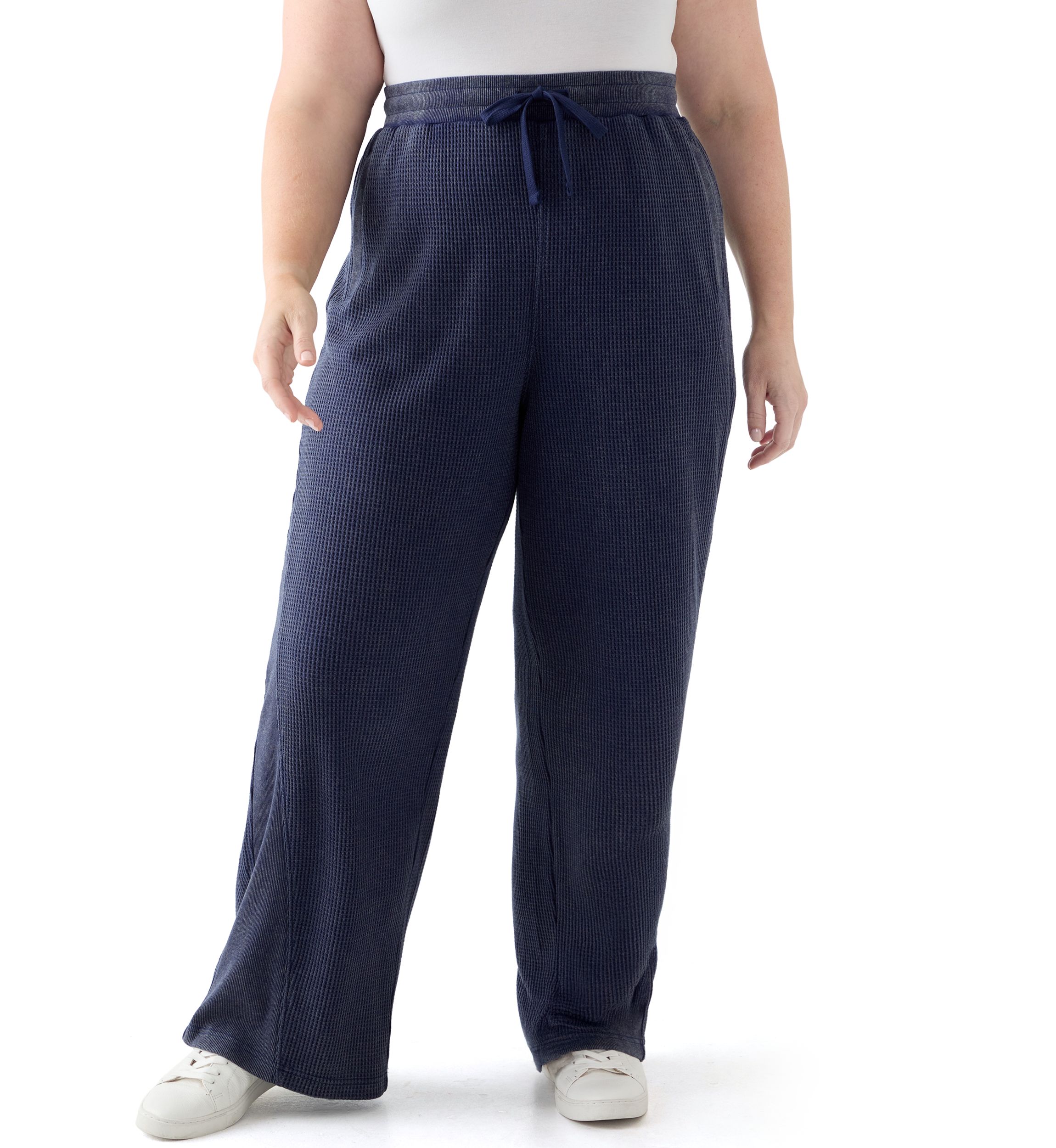 Plus Size Wide Leg Waffle Pants