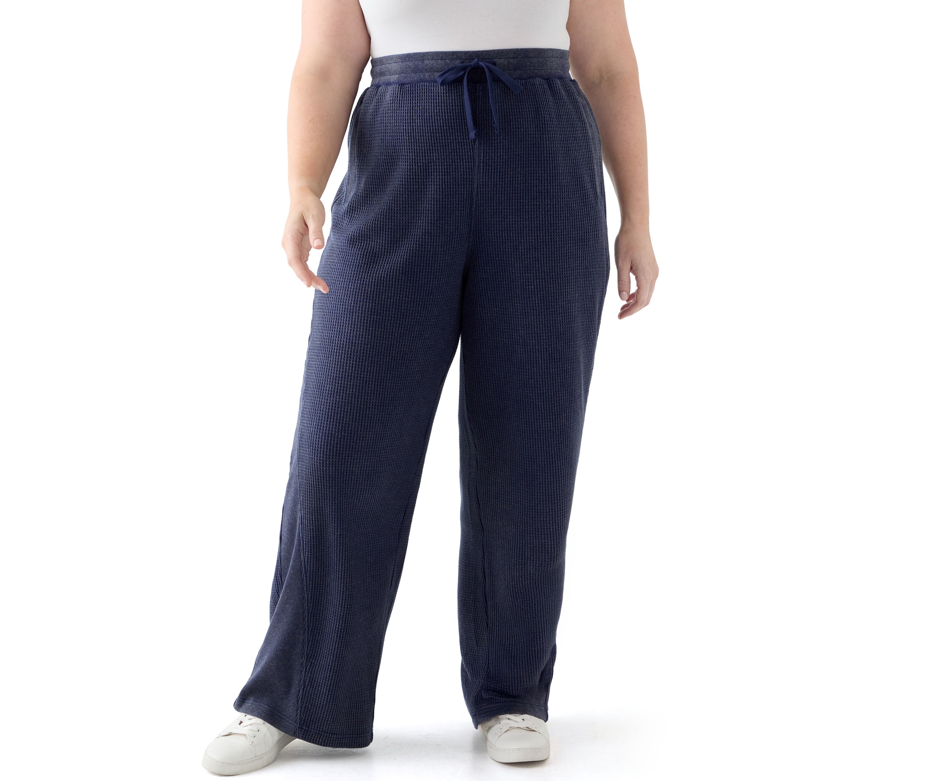 Plus Size Wide Leg Waffle Pants