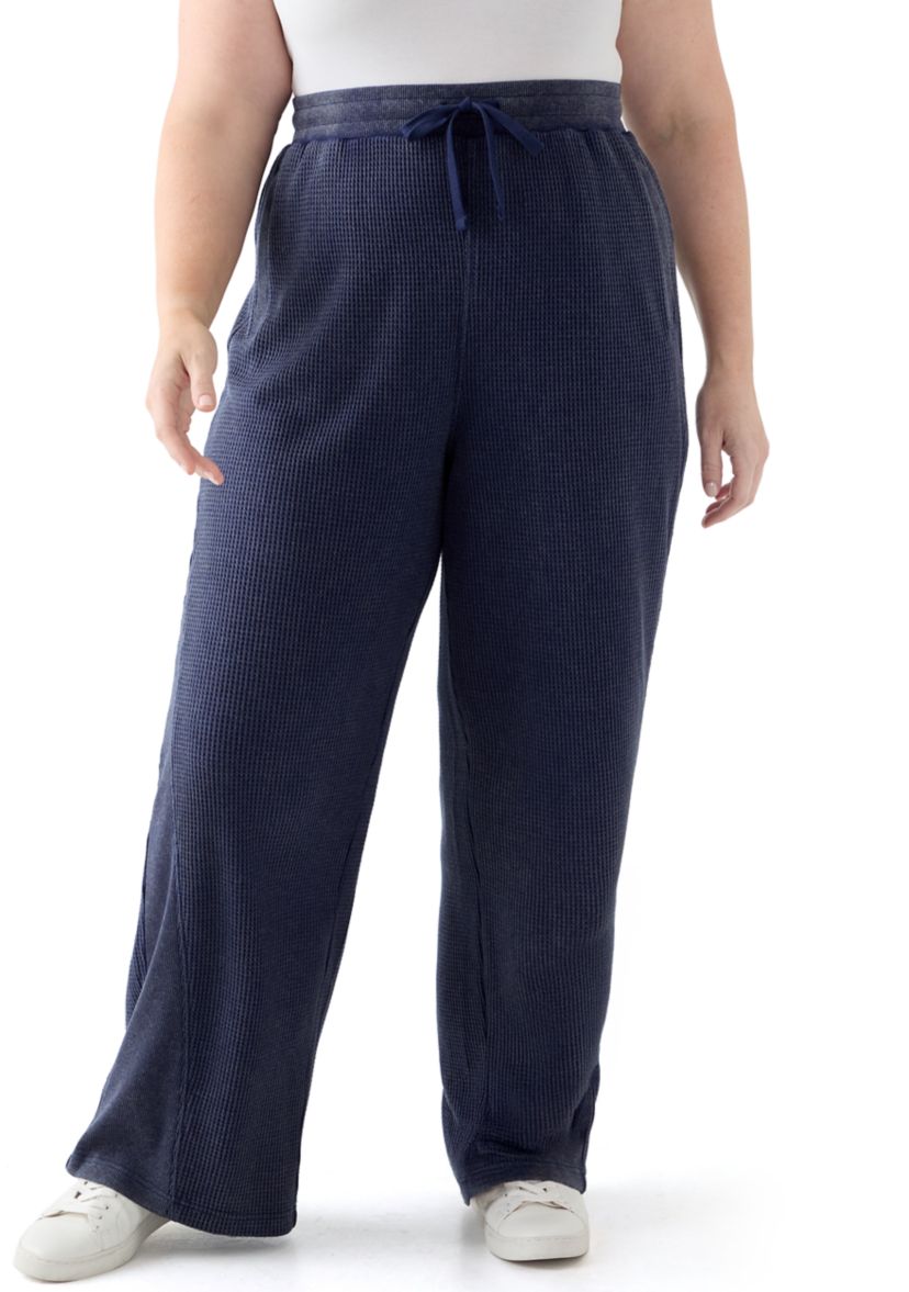Plus Size Wide Leg Waffle Pants