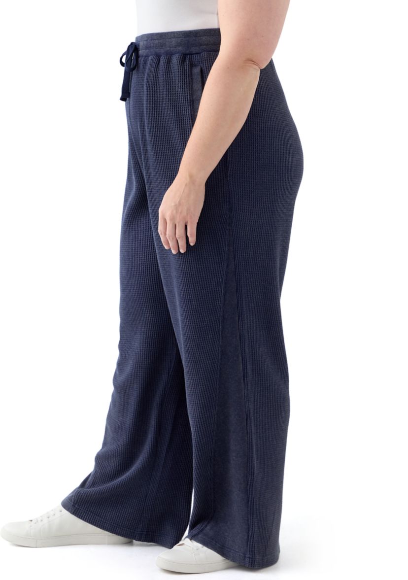 Plus Size Wide Leg Waffle Pants