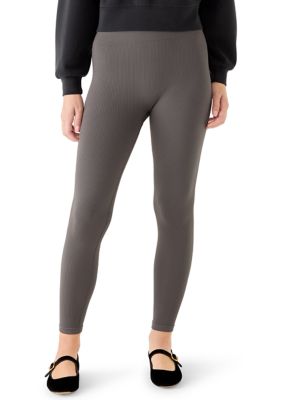 OLIVE + OAK Women's Seamless Ribbed Pull On Leggings, Grey, XL