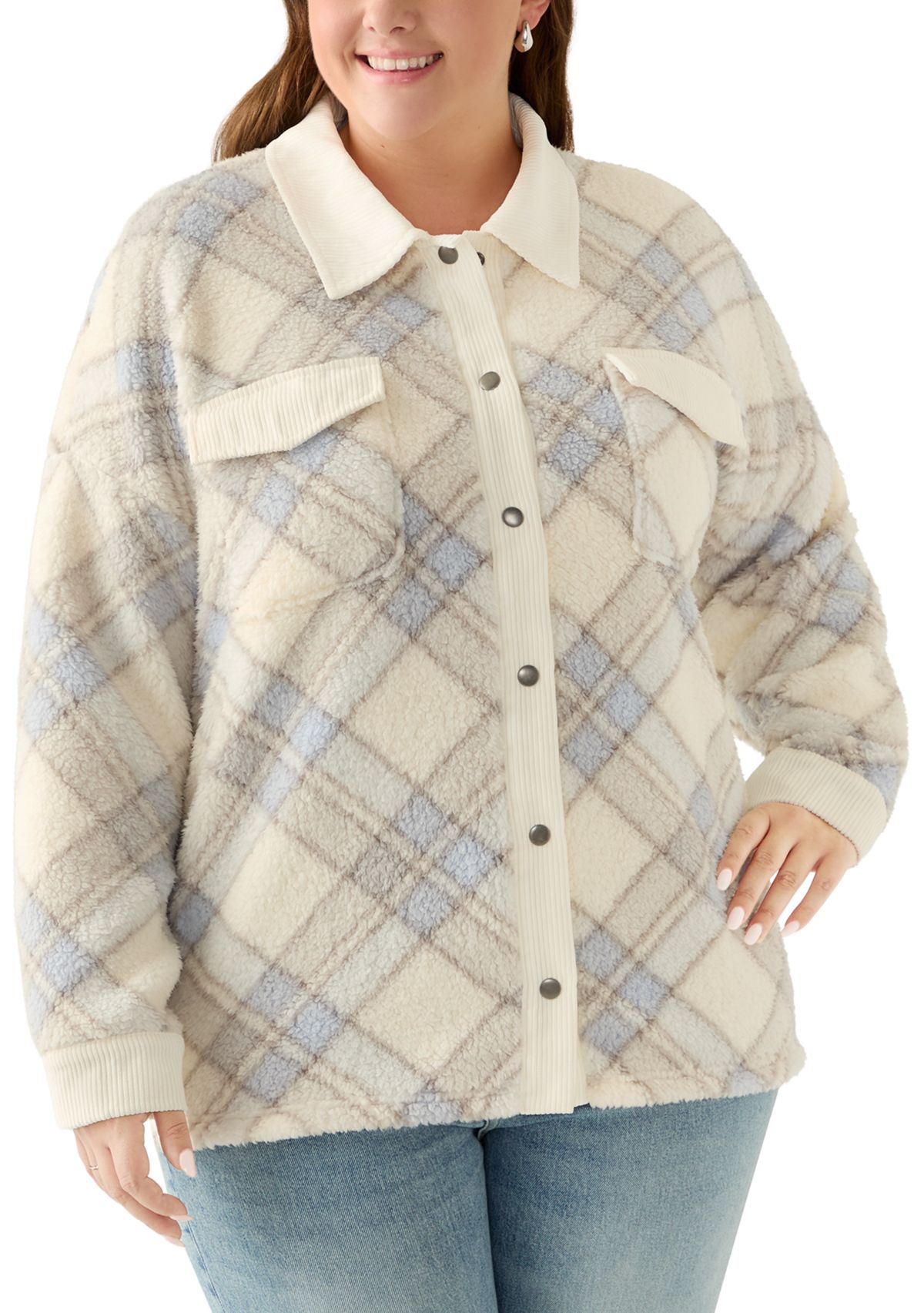 Plus Size Sherpa Shacket