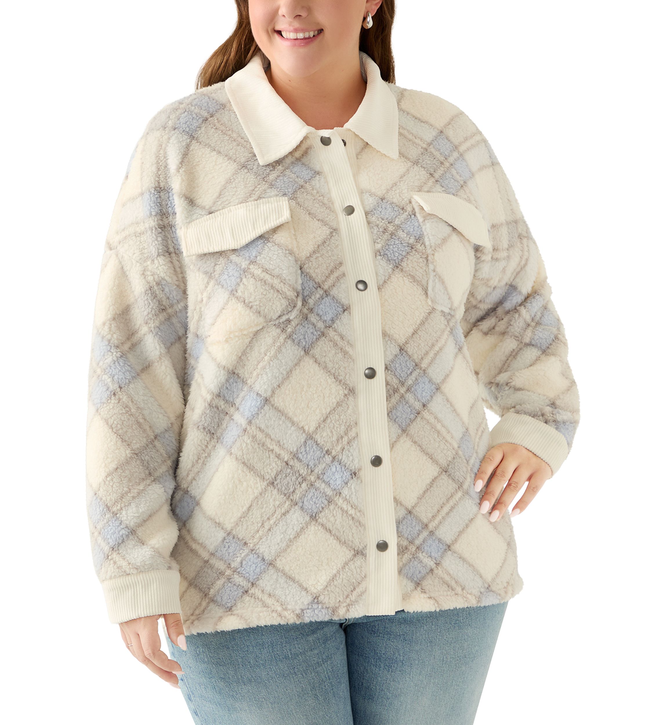 Plus Size Sherpa Shacket
