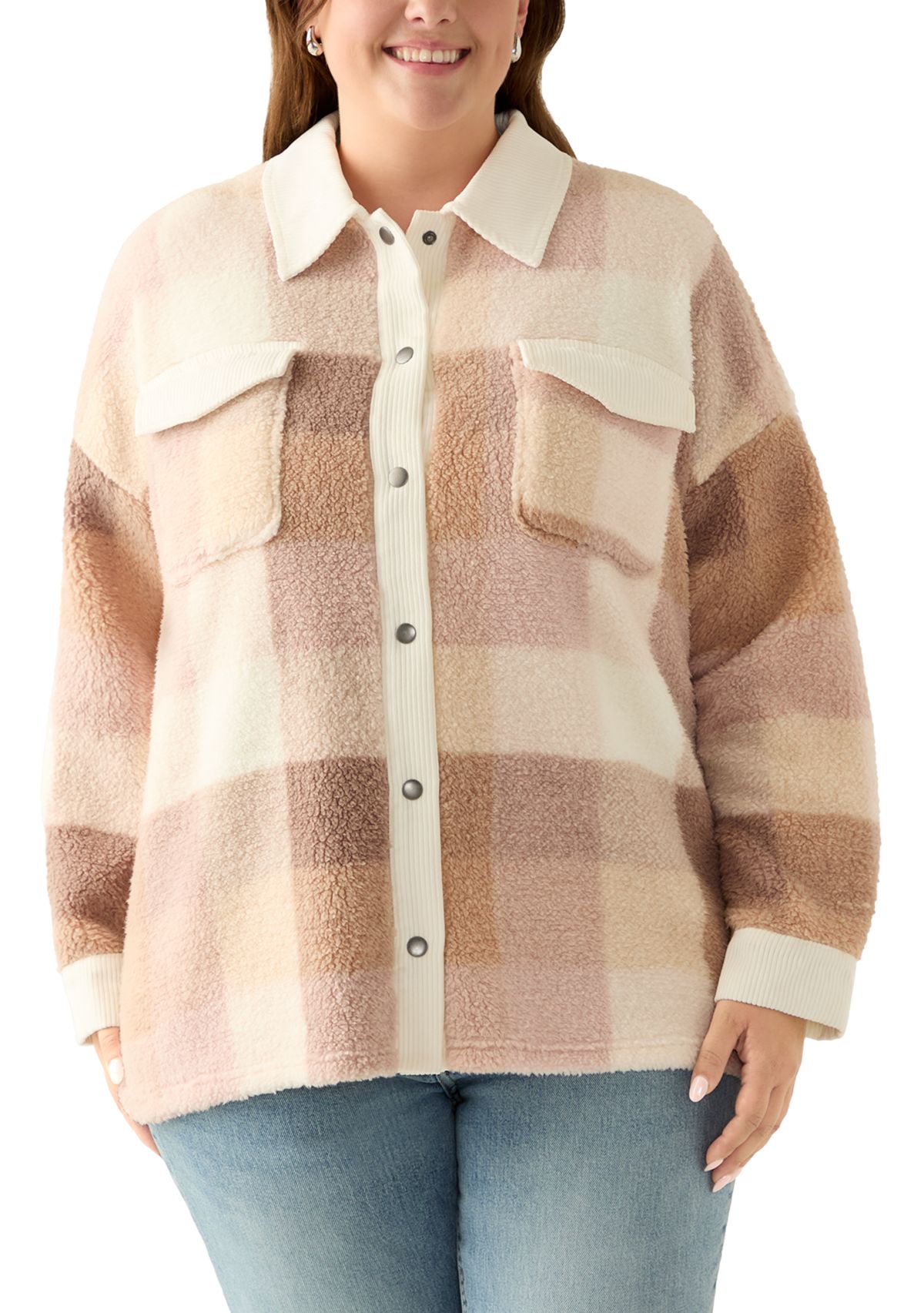 Plus Size Sherpa Shacket