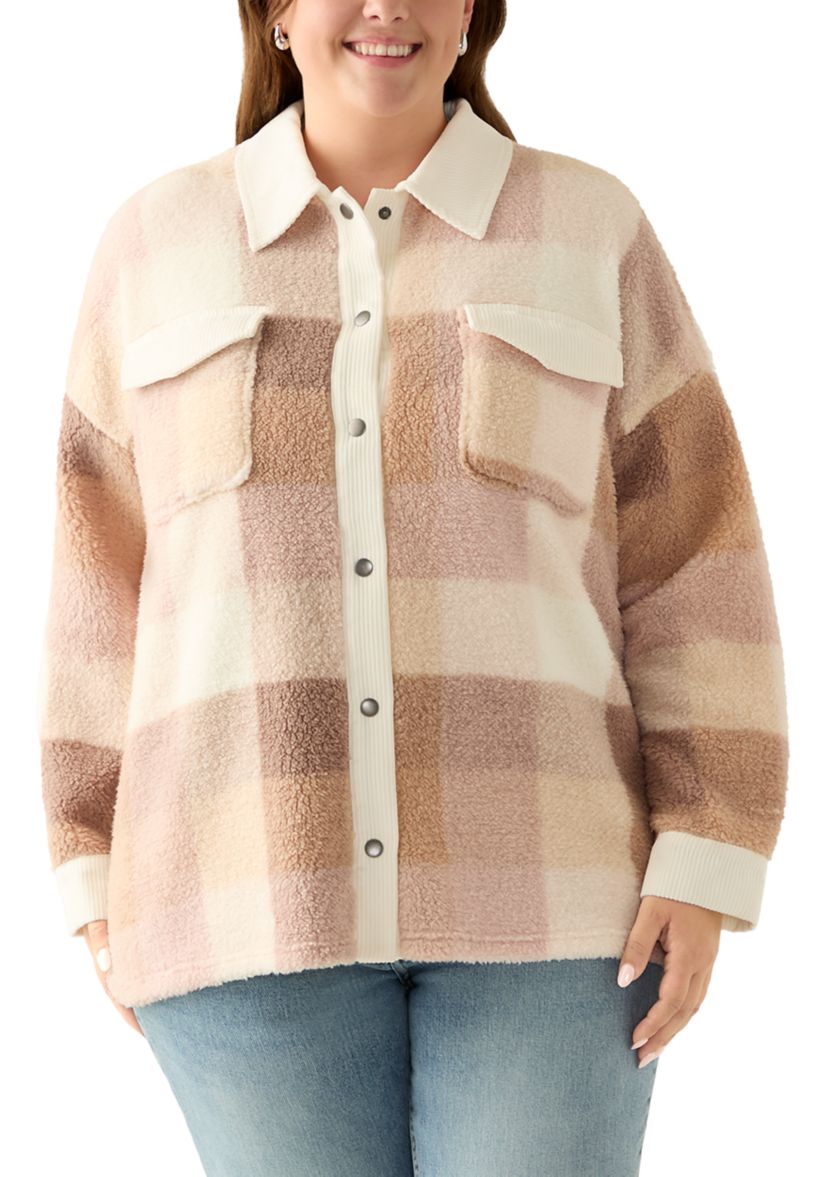 Plus Size Sherpa Shacket