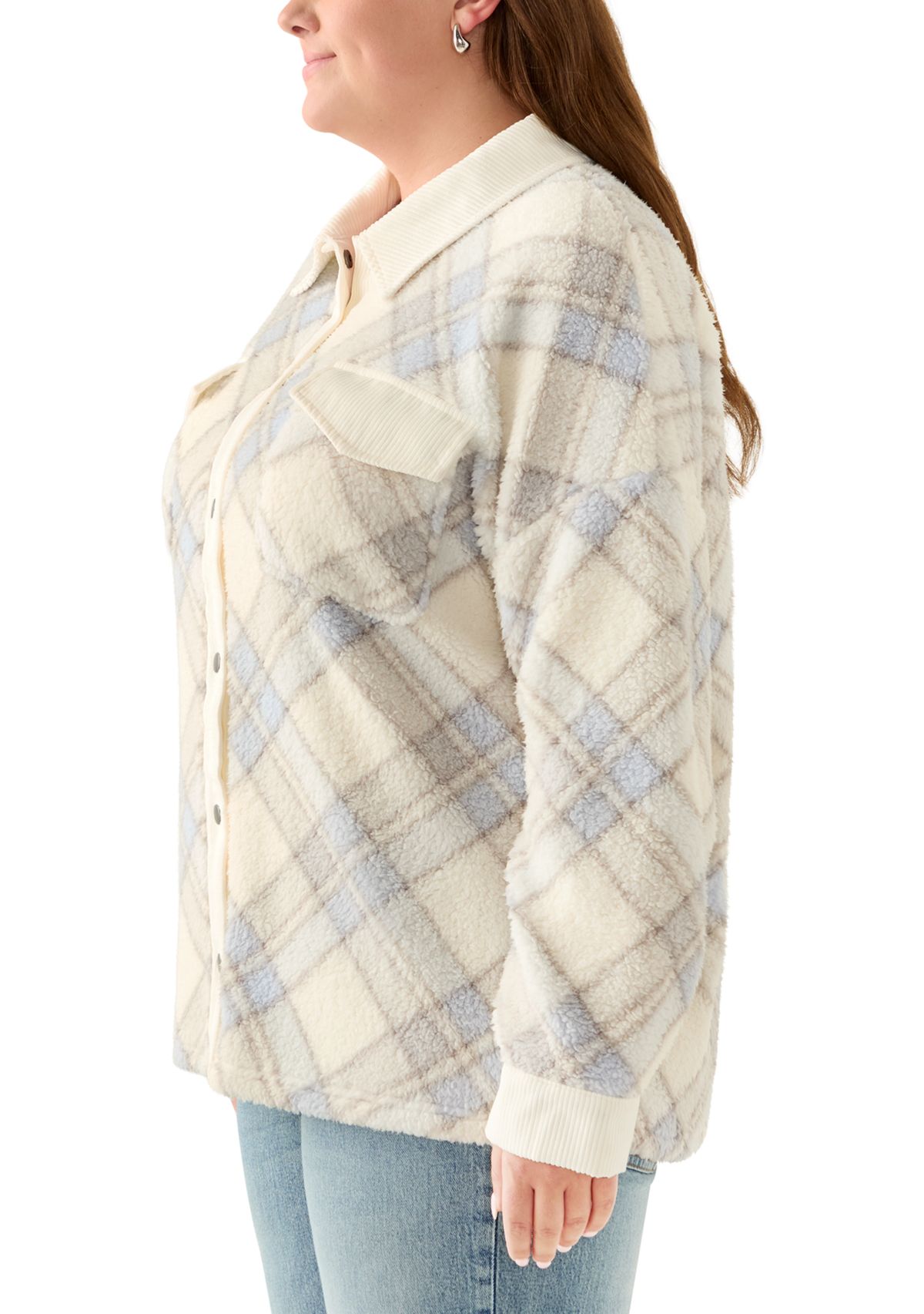 Plus Size Sherpa Shacket