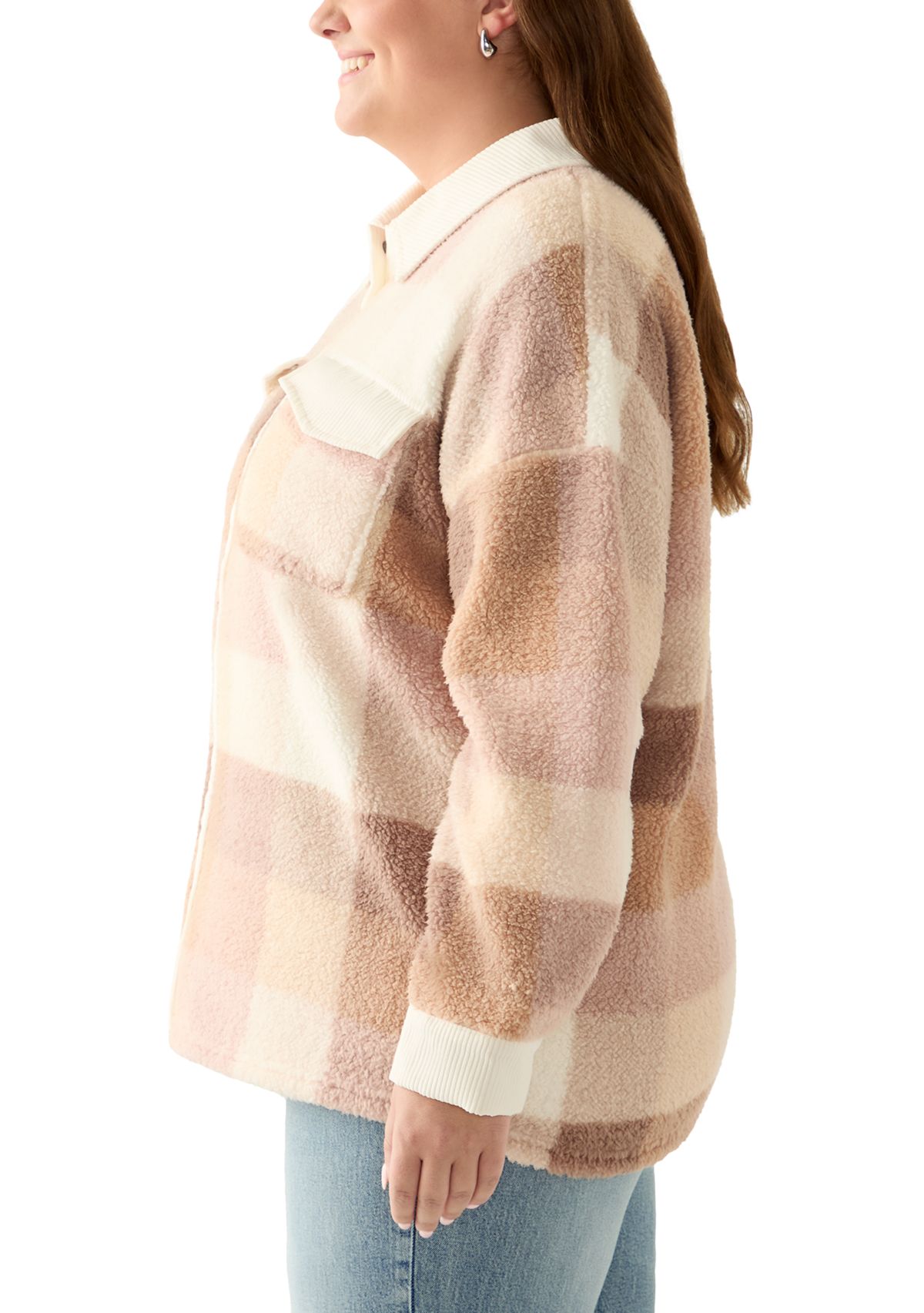 Plus Size Sherpa Shacket