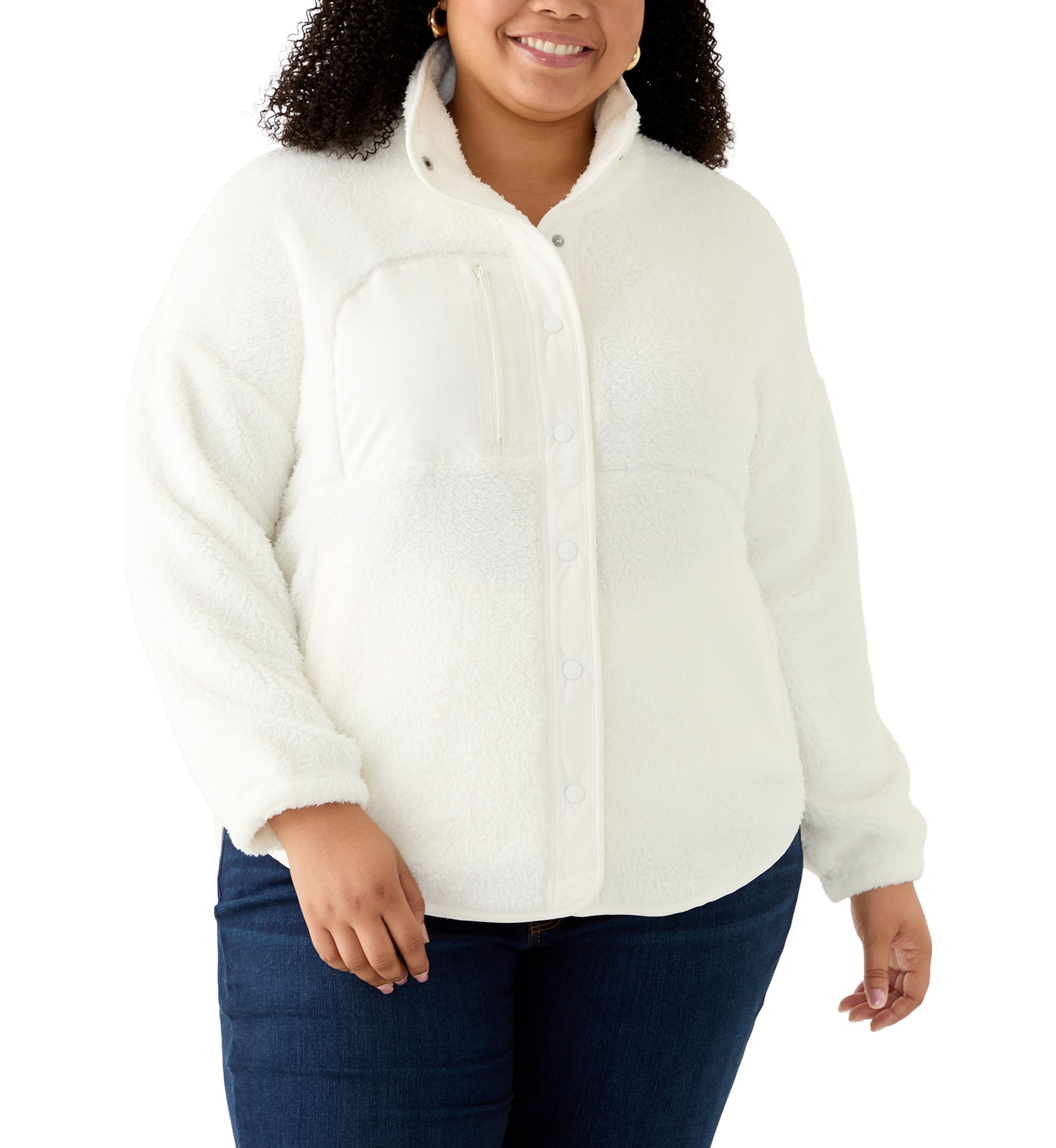 OLIVE + OAK Plus Size Snap Front Sherpa Jacket | Belk