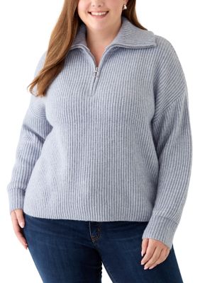 OLIVE + OAK Women's Plus Size 1/4 Zip Pullover, Blue, 2X