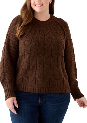 OLIVE + OAK Women's Plus Size Cascade Cable Pullover