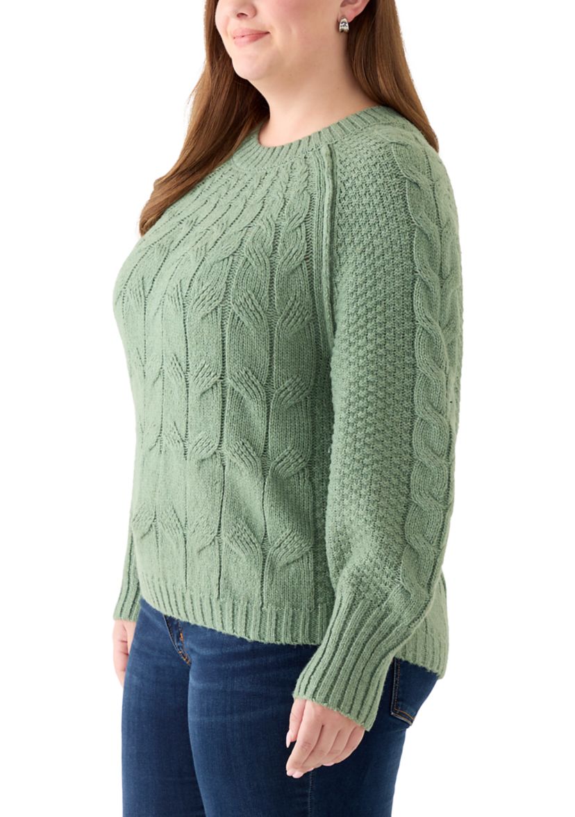 Plus Size Cascade Cable Pullover
