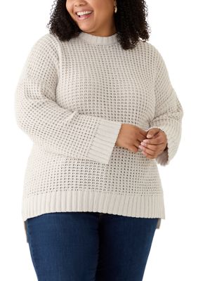 OLIVE + OAK Women's Plus Size Waffle Knit Chenille Pullover Sweater, 1X