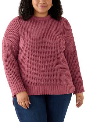 OLIVE + OAK Women's Plus Size Waffle Knit Chenille Pullover Sweater, 1X