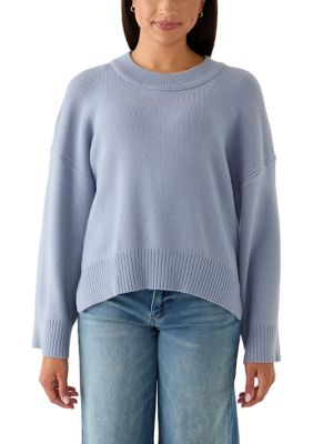 OLIVE + OAK Women's Long Sleeve Crew Neck Sweater, Blue, XL