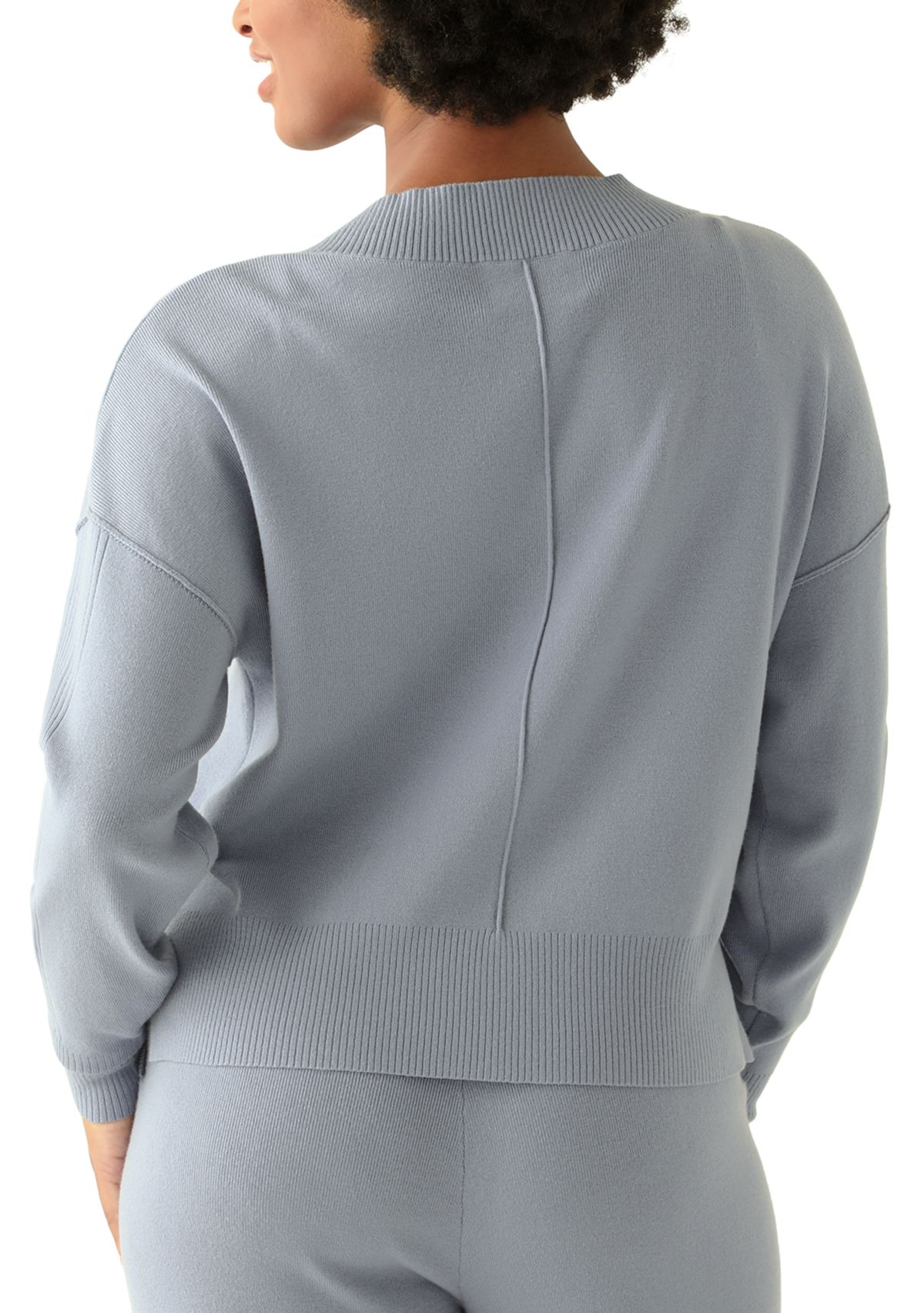 Womens Long Sleeve Drop Shoulder V-Neck Shirt