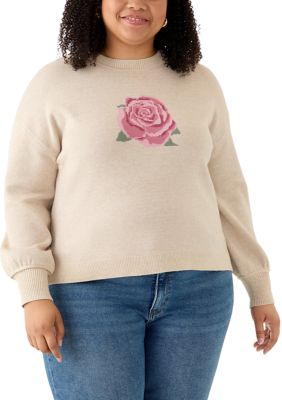 OLIVE + OAK Women's Plus Size Rose Intarsia Knit Sweater, 3X
