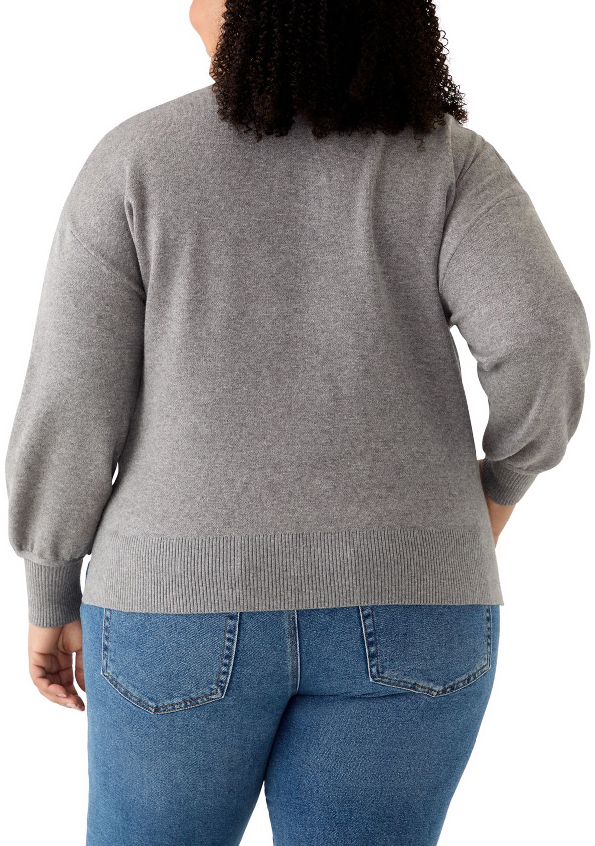 Plus Size Rose Intarsia Knit Sweater