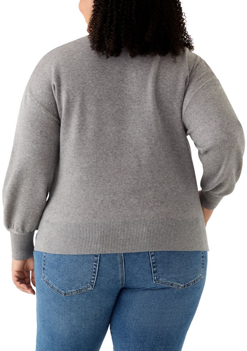 Plus Size Rose Intarsia Knit Sweater