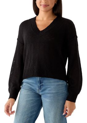 OLIVE + OAK Women's V-Neck Sweater, Black, XL