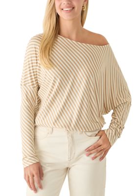 OLIVE + OAK Women's Asymmetrical Off Shoulder Top, XL