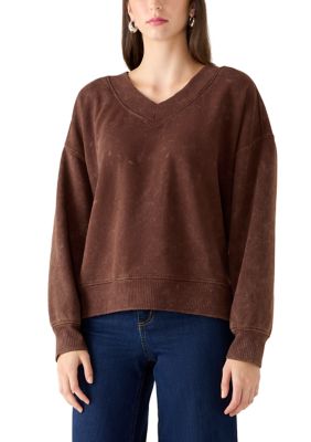OLIVE + OAK Women's V-Neck Pullover Sweatshirt, XS