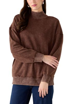 OLIVE + OAK Women's Mock Neck Drop Shoulder Sweatshirt, Small