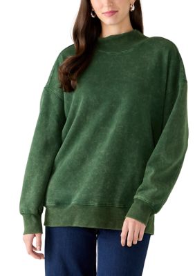 OLIVE + OAK Women's Mock Neck Drop Shoulder Sweatshirt, XS