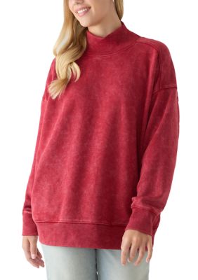 OLIVE + OAK Women's Mock Neck Drop Shoulder Sweatshirt, Small
