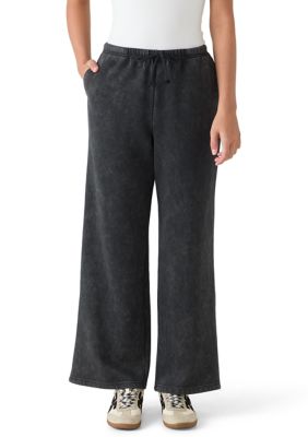 OLIVE + OAK Women's Elastic Waist Wide Leg Pants, Black, XL