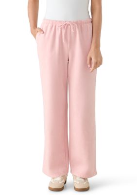 OLIVE + OAK Women's Elastic Waist Wide Leg Pants, Pink, XL