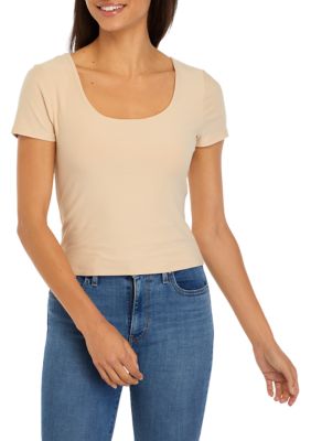 OLIVE + OAK Women's Peached Jersey T-Shirt, Sand, Small