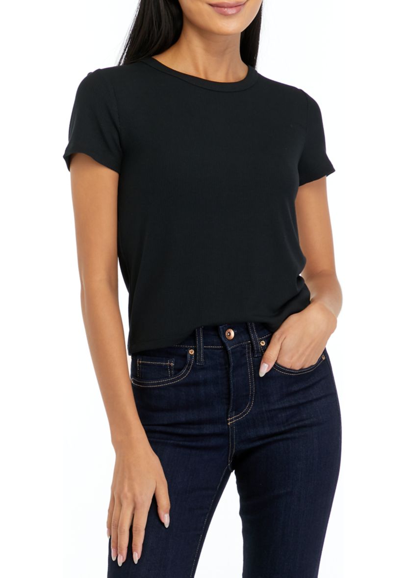Womens Short Sleeve Ribbed T-Shirt 