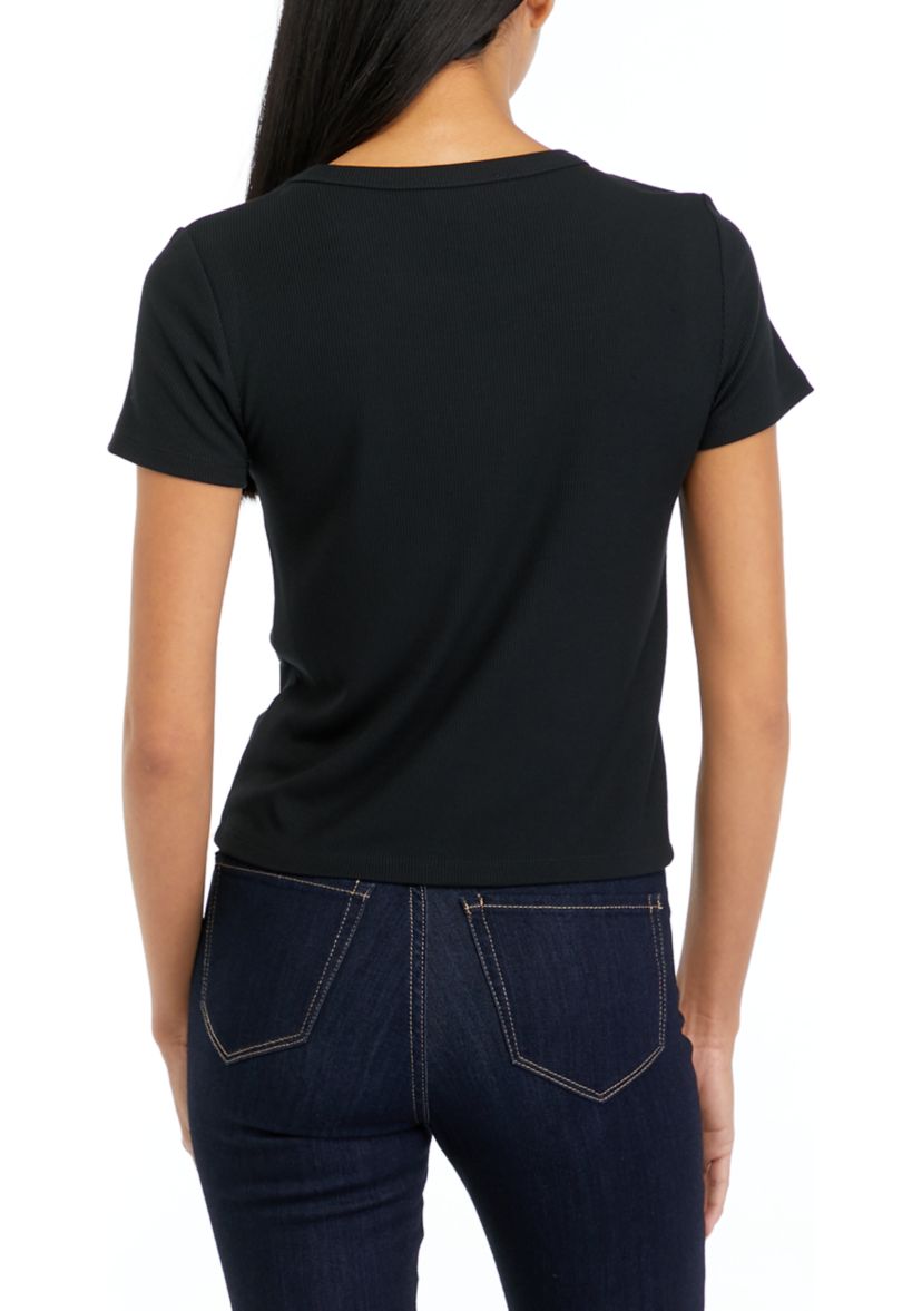 Womens Short Sleeve Ribbed T-Shirt 
