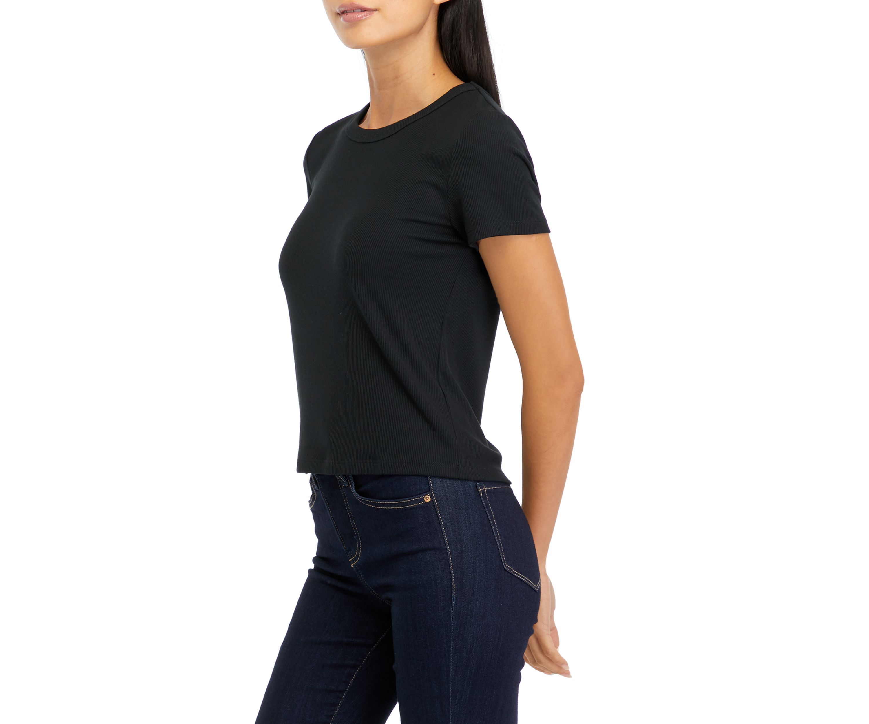 Womens Short Sleeve Ribbed T-Shirt 